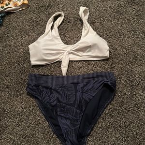 White and navy bikini. Size small